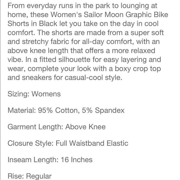 NWT Sailor Moon Graphic Bike Shorts XS - Picture 3 of 6